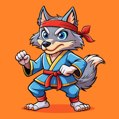 wolf fight karate logo combat sport judo sambo