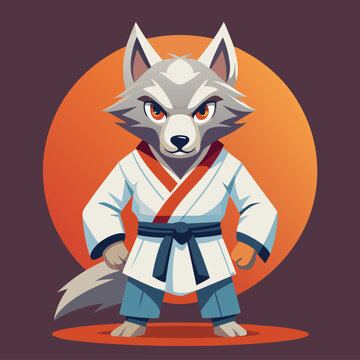 wolf fight karate logo combat sport judo sambo