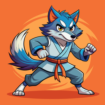 wolf fight karate logo combat sport judo sambo