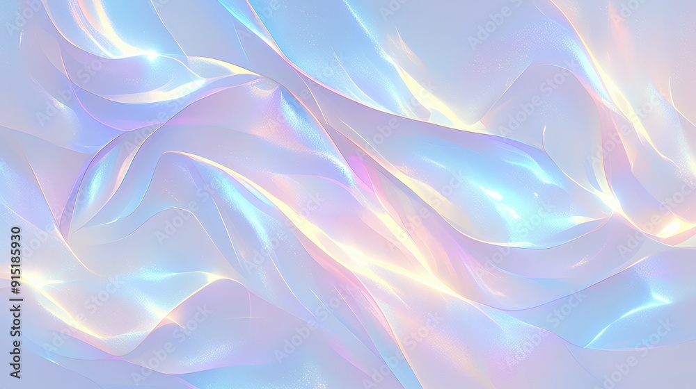 Aufkleber soft pastel waves of fabric shimmer with iridescent light, creating a tranquil and dreamy atmosphere