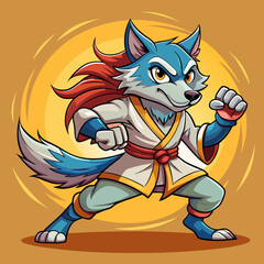 wolf fight karate logo combat sport judo sambo
