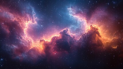 Bright and colorful nebula cloud in a star-filled galaxy, perfect for a high-resolution cosmic wallpaper