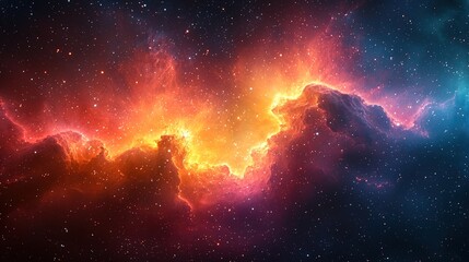 Fototapeta premium Colorful galaxy nebula with dynamic cloud patterns and starry elements, perfect for a space-themed wallpaper