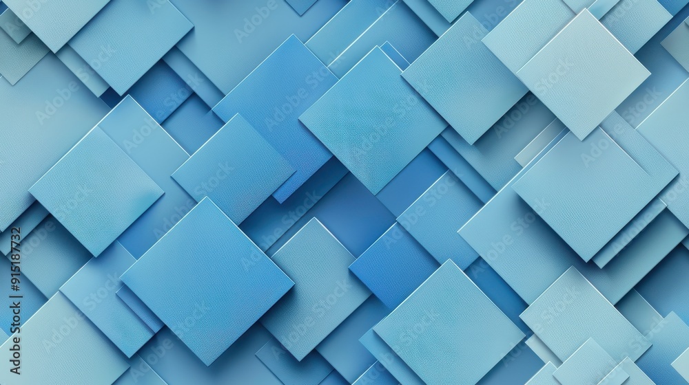 Poster a seamless pattern of blue squares in various shades and sizes. the squares are arranged in an overl