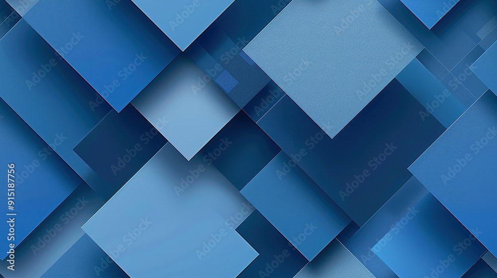 Leinwandbilder The image features a repeating pattern of overlapping, blue squares arranged in a diagonal formation. The squares create an abstract, geometric design that evokes a sense of depth and movement.
