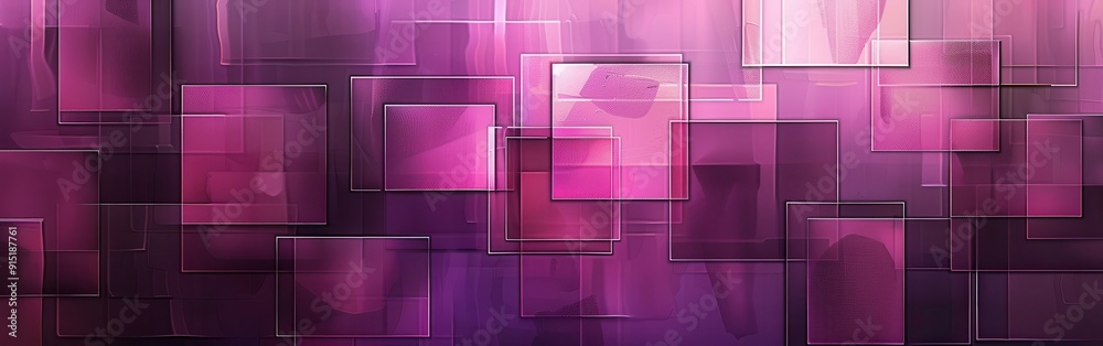 Fototapete The image shows an abstract pattern of overlapping squares in various shades of purple. The squares are translucent and appear to be layered on top of each other, creating a sense of depth and dimensi