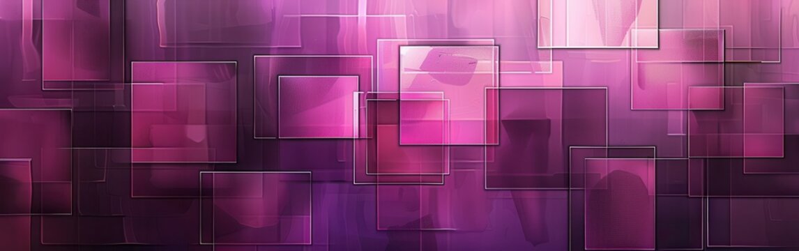 The image shows an abstract pattern of overlapping squares in various shades of purple. The squares are translucent and appear to be layered on top of each other, creating a sense of depth and dimensi