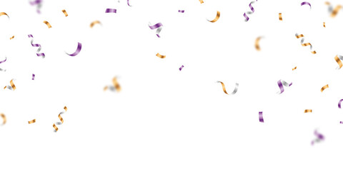 confetti background Stunning purple and gold confetti that zigzag down for the celebration. Festive decoration vector illustration