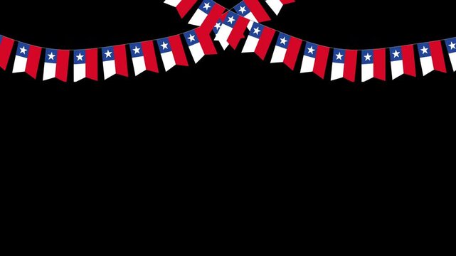 Two Pennants Fiestas Patrias Chile banderines chilean flags waving