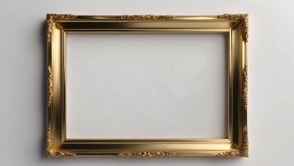 Elegant ornate gold picture frame on pastel background