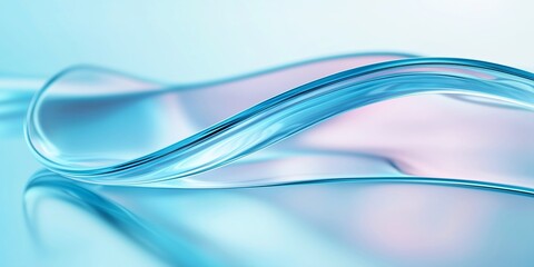 Naklejka premium smooth abstract glass object featuring gentle curves in soothing pastel tones of blue and pink, creating a serene visual.