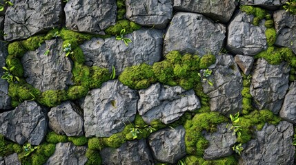 Stone Wall with Moss