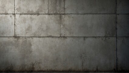 Fototapeta premium Plain concrete wall showing wear with visible panel lines