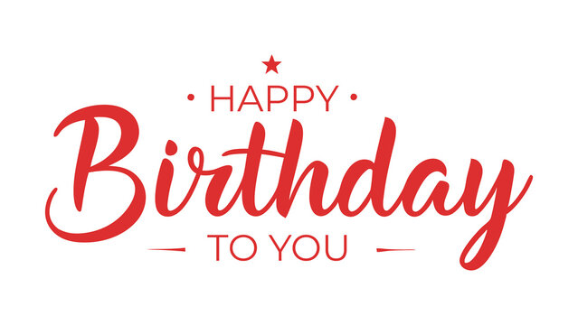 Happy Birthday Red Lettering Text Banner, Vector Illustration
