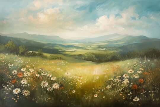 Ireland landscape painting nature tranquility.