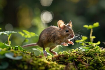 A vibrant rodent leaps through lush greenery, showcasing its vitality and the natural beauty of its environment