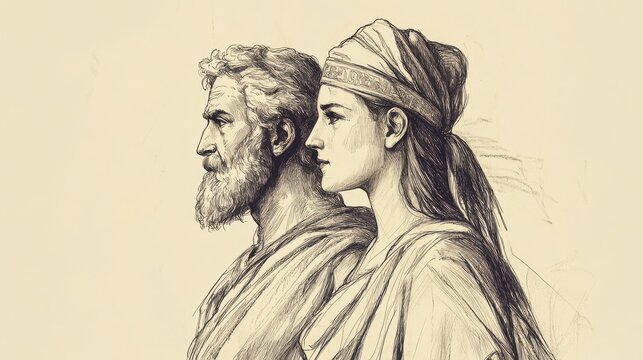 Biblical Illustration of Judges: The Song of Deborah and Barak, Acknowledging Tribes of Israel Who Came to Help in the Fight, Bible Wall Art on Beige Background