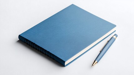 Notebook mockup in marine blue on white background