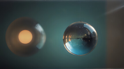 a reflection of a plane in a mirror on the wall