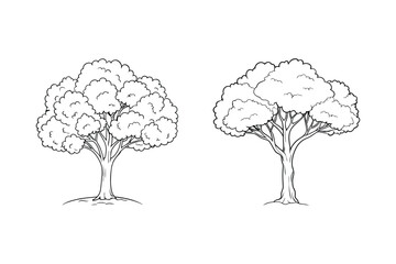 tree vector line art illustration free silhouette