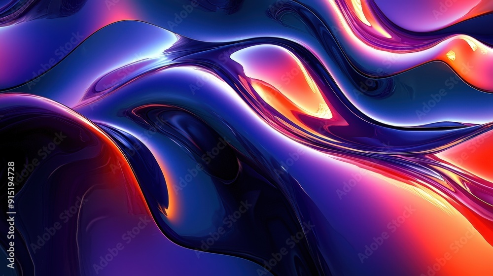 Poster Swirling waves of color blend together, forming an abstract design with dynamic motion and vivid hues, captivating viewers with its fluid beauty
