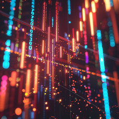 Fototapeta premium Dynamic Stock Market Trends Displayed on a Computer Screen Showcasing Volatile Upward and Downward Movements of Financial Graphs, Perfect for Analyzing Real-Time Trading Data and Investment Strategies