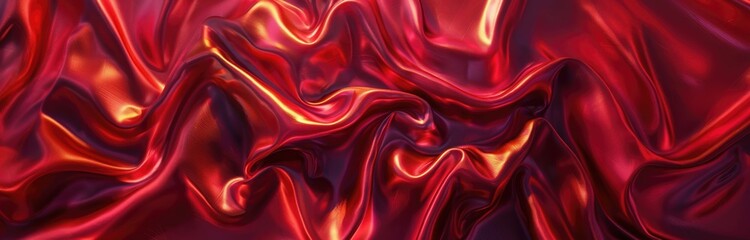 Obraz premium A close-up of rich red silk fabric with intricate folds and luxurious texture, exuding elegance and sophistication.