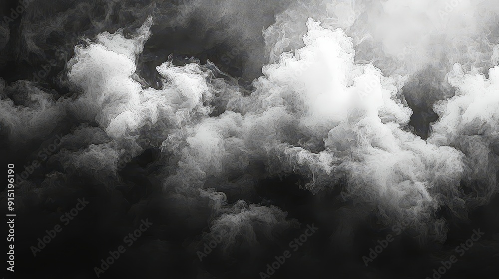 Poster Dark and light clouds intermingle in a tumultuous sky, creating a moody atmosphere as evening approaches