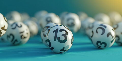 Close-up of a Bingo Ball with the Number 13.