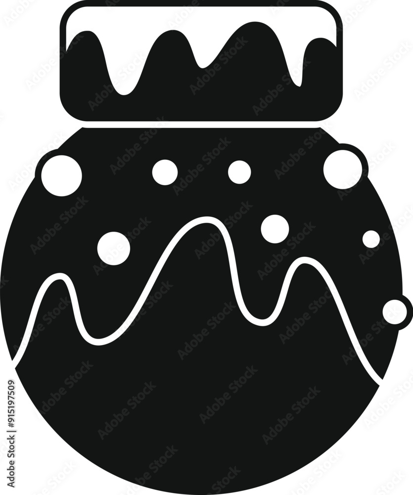 Wall mural black glyph icon illustration of a jar filled with a gooey substance, isolated on a white background