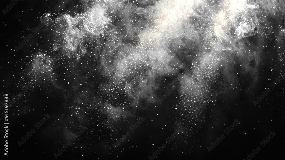 Poster Wisps of smoke and particles dance through the air, creating a mesmerizing effect against a deep black backdrop