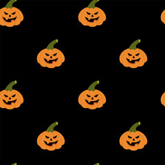 Cute cartoon Pumpkin. Seamless pattern with Pumpkin. Vector illustration of Halloween pumpkin, jack lantern. Kids illustration in cartoon style.