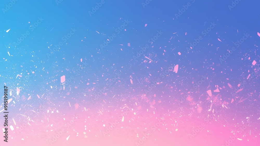 Poster Floating shards create a vibrant and calming atmosphere with a pink and blue gradient at twilight, forming a unique abstract visual effect