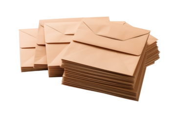 A Pile of Brown Envelopes Stacked Neatly on a White Table During Afternoon Work Hours on Transparent PNG Background.
