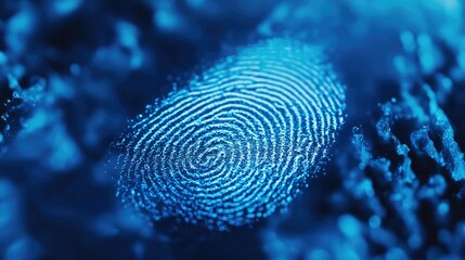 Finger print on blue background
