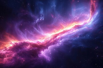 abstract cosmic nebula swirling with vibrant purples and blues streaks of light creating sense of motion and depth