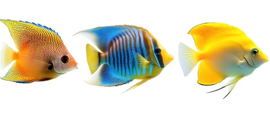 Colorful Angelfish Swimming in a White Background