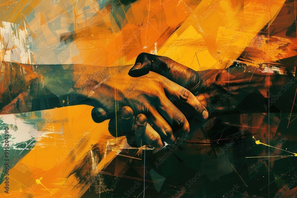 Poster Two hands clasped together in a gesture of unity and connection