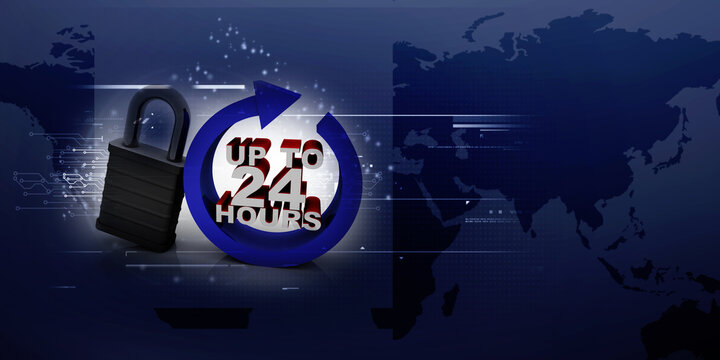 Concept: Opening hours sign. 3D rendering