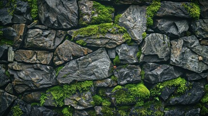 Stone Wall with Moss