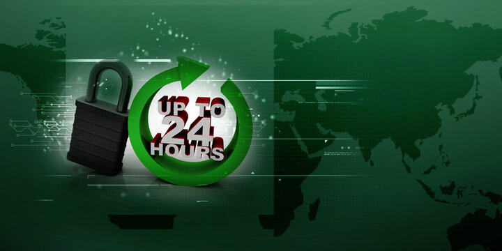 Concept: Opening hours sign. 3D rendering