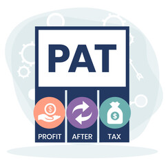 PAT - Profit After Tax acronym, business concept background