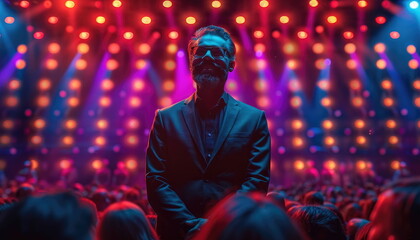Obraz premium Man in Suit Under Stage Lights