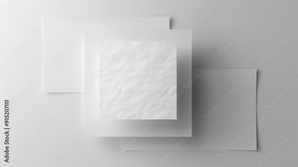 Aufkleber three sheets of white paper stacked on top of each other