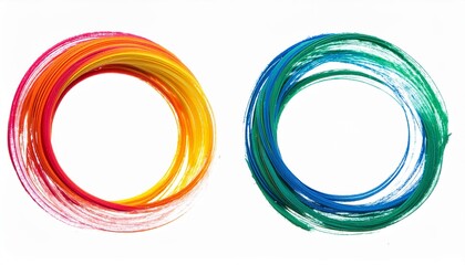 scribble colorful circle brush stroke, isolated on white or transparent png