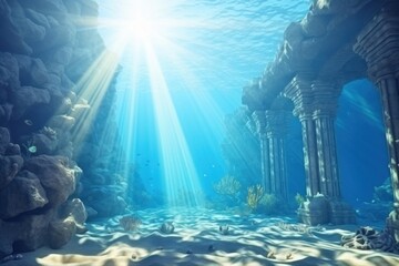 Underwater outdoors sunbeam ancient.