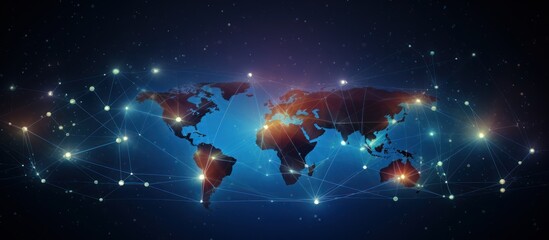 Obraz premium Bridging Borders .The Path to Universal Internet Connectivity with World Map Background .