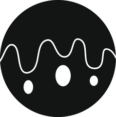 Black donut icon representing a sweet treat, often consumed for breakfast or as a dessert