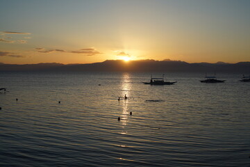 sunset over the sea in Moalboal, Cebu, Philippines