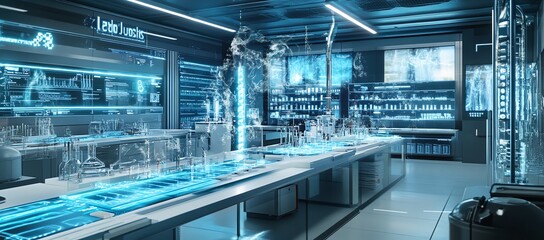 Obraz premium Futuristic Laboratory with Advanced Technology and Glassware